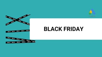 a banner with a title black friday and a google ads logo