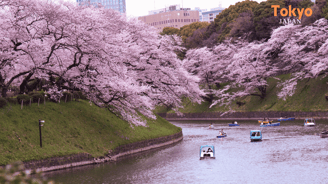 a group of people are in a river with boats