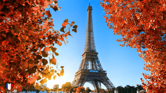 a view of the eiffel tower in paris