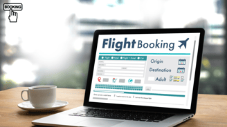a laptop computer screen displaying a flight ticket