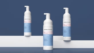 3D Product branding of cleansing bottle, showcasing graphic design skills for sadiaportfolio.pro