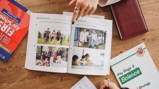 parent reviewing homeschool curriculum options