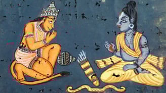 a painting of hanuman and lord Ram