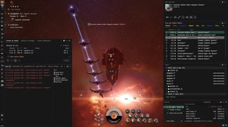 Jeu MMORPG Eve Online New Eden  écran de jeu et ses fenêtres