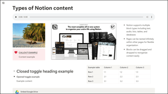 Notion Types of Content