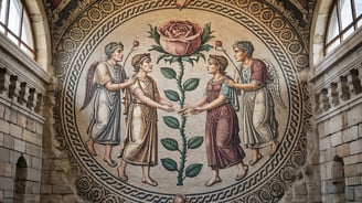 a mosaic tile mosaic of a rose flower
