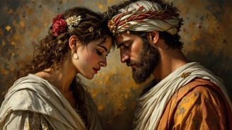 a man and woman in a painting