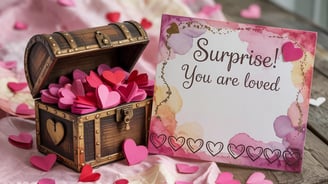 a wooden chest chest with a surprise card