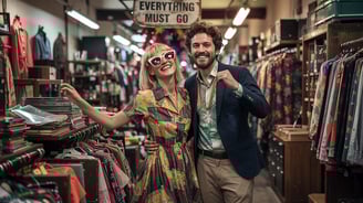a man and woman standing in a store