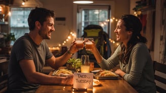 a man and woman are drinking beer together