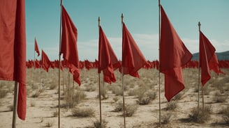 a group of red flags 