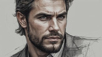 a sketch of a man with a beard