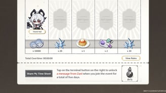 Clock out with Zani button in Wuthering Waves daily event interface