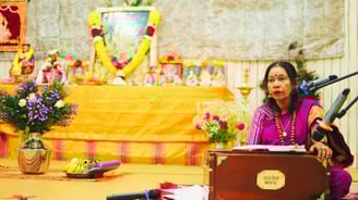 mataji laxmi teaching on stage