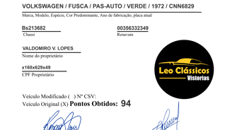 laudo de carros antigos para inventario