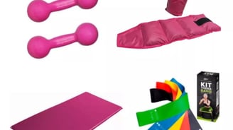 Kit academia para usar em casa, ideal para treinos completos com praticidade e conforto.