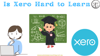 Is Xero hard to learn? A cartoon woman looks puzzled at a laptop, while a graduate writes on a chalk