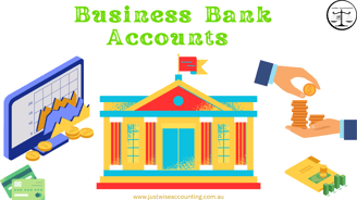 Colorful illustration of a bank building with financial elements, including a graph, coins, and hand