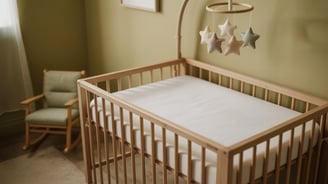 a baby's room with a crib