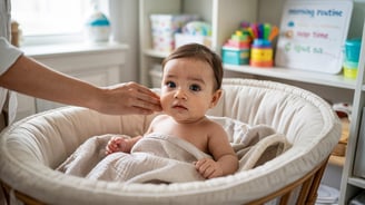 a baby in a basket 