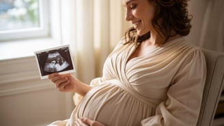 a pregnant woman holding a baby bump