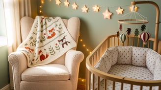a baby's room with a crib