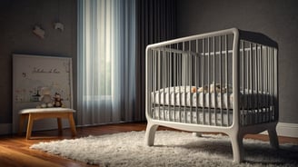 a baby's room with a crib and a crib