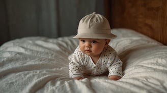 a baby wearing a hat