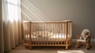 a baby's room with a rocking chair