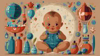 a baby is sitting in a circle with toys