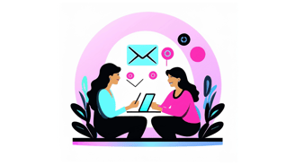a woman sitting on a laptop computer with a woman