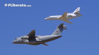 Dassault Falcon 50 e Embraer KC390 da FAP Beja Air Show 2024