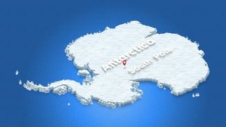 Map of Antarctica. 3D isometric perspective illustration