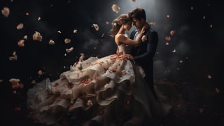 An AI-generated illustration portraying a married couple created by Los Cabos Wedding Films