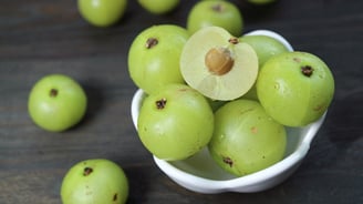 green amlas in a bowl