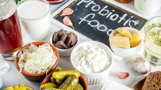 a table with a variety of different Fermented Foods and Probiotics