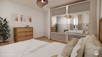 Chambre moderne couleur neutre