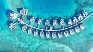 Jumeirah Olhahali Island Maldives drone overwater villas