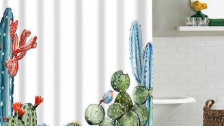 Cactus Shower Curtain Polyester Fabric Bath Curtain
