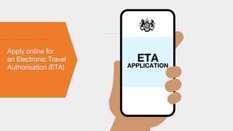 a person holding a phone with the text, apply online application for an electronic device