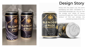 Blender’s Pride beverage can design with black, gold, and flowing hill-inspired contours.