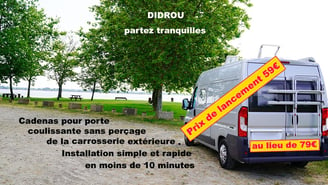 Antivol - Cadenas DIDROU pour porte coulissante de fourgon sans perçage de la carrosserie extérieure