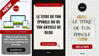 red, black and white Pinterest pins templates