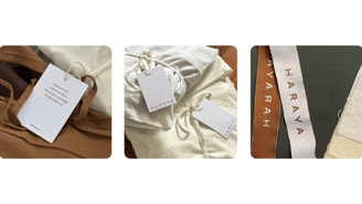 a picture of a woman's clothing tag on a white background