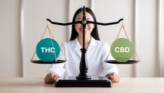 THC and CBD on a scale