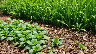 Barreiras naturais para evitar ervas daninhas. Use cobertura viva e morta no seu jardim.