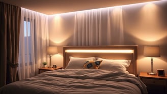 Iluminação suave para criar um quarto relaxante. Inspire-se com dicas práticas.