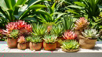 Coleção de suculentas ideais para o clima tropical brasileiro. Plantas resistentes ao calor e umidad