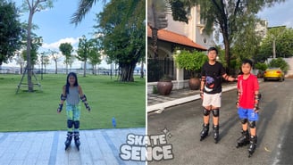hình ảnh học viên trên 40kg mang size giày patin người lớn