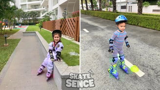 hình ảnh học viên mang size S giày patin trẻ em, bảo hộ size S